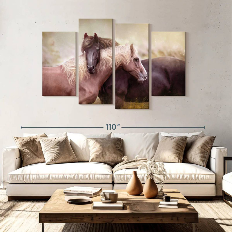 Brampt illustrant un cheval romantique, H 54 po x l 84 po