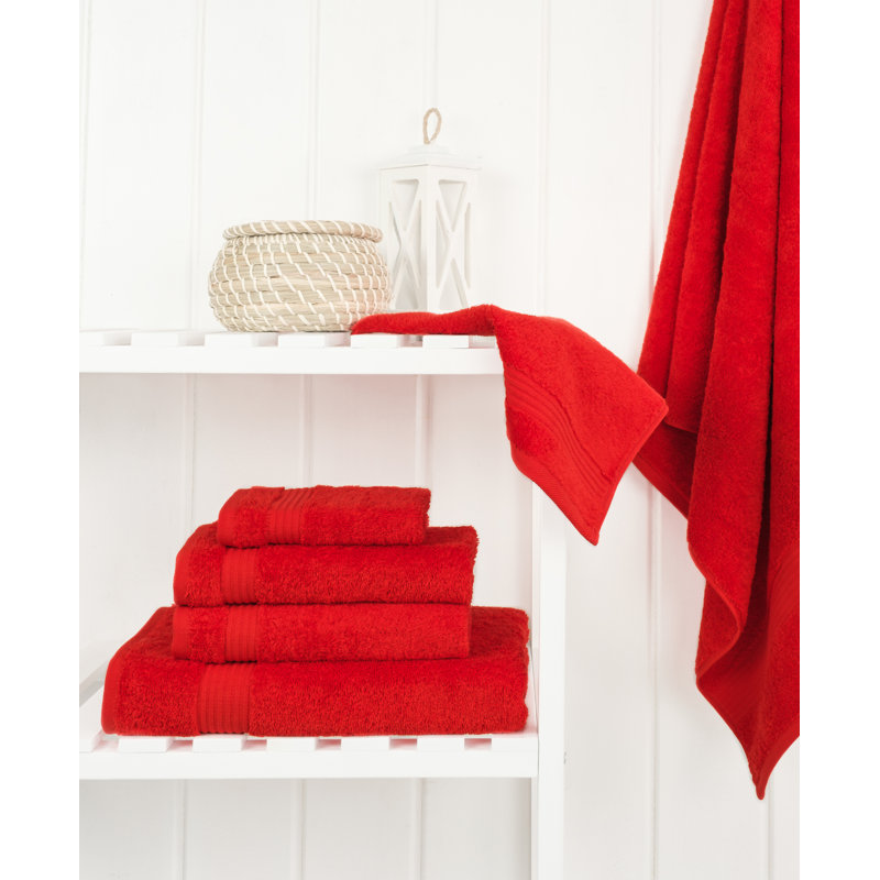 100% Cotton Luxury Turkish  6 Piece Bath Towel Set, Super Soft and Absorbent, Red