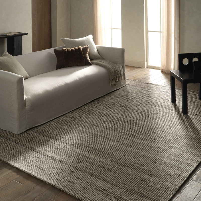 Melera Sitari MLR04 Handwoven Solid Black/Ivory Area Rug (9'6"X13'6"), Rectangle 9'6" x 13'6"