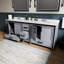 84 po. Gris foncé Ensemble de meuble-lavabo double avec comptoir en marbre, robinet et 34 miroirs W-190417188-190417189