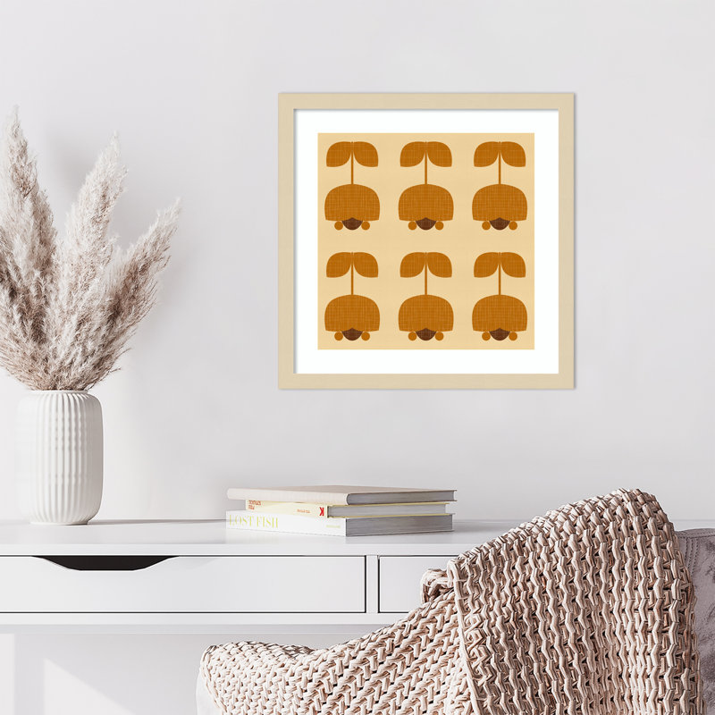 Reproduction d'art encadré Mid-Century Tulip Style par Hutton Wood, H 17 po x l 17 po, Svelte naturel