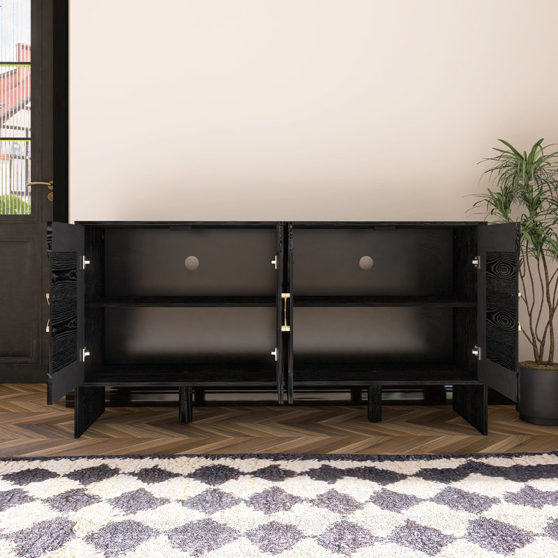 Buffet Mid-Century moderne avec rangement, Noir