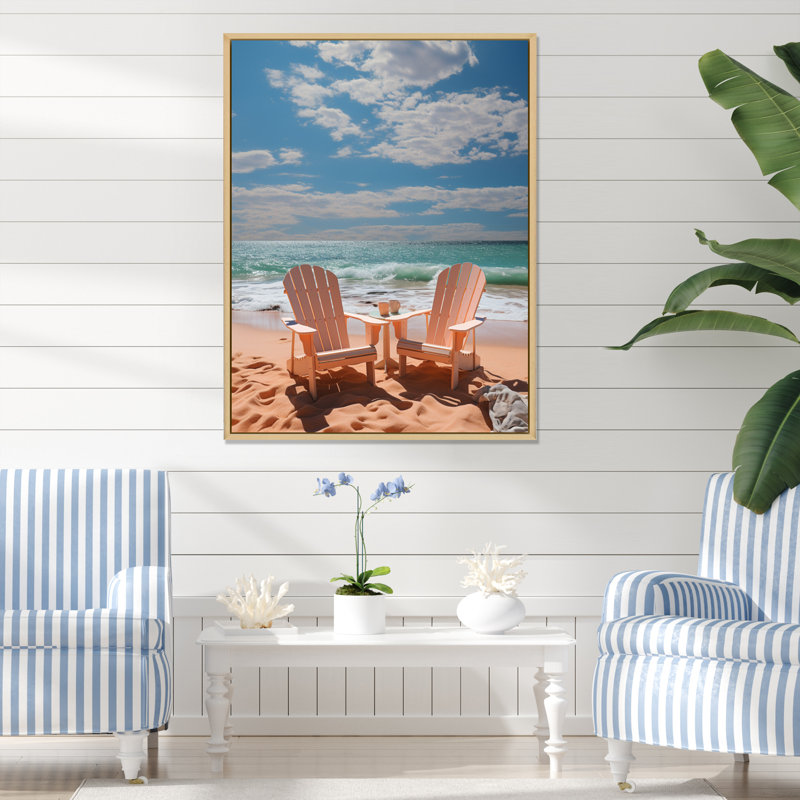 Chaise de plage Dream II - Décoration murale nautique et plage, H 44 po x l 34 po x P 1,5 po, Cadre naturel flottant
