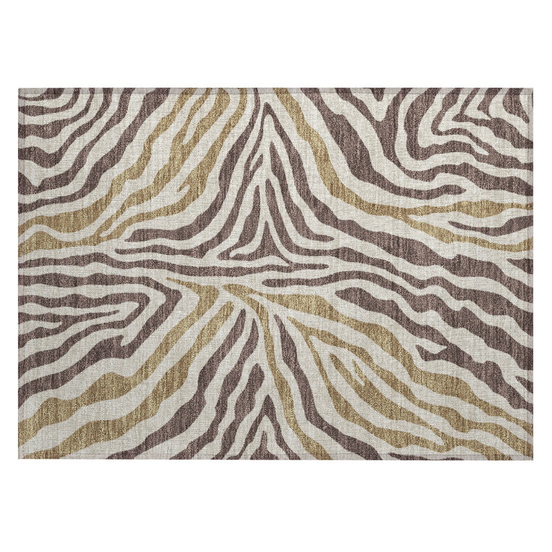 Machine Washable Indoor/Outdoor Chantille ACN2523 Animal Rug, Rectangle 1'8" x 2'6", Brown