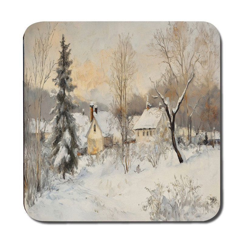 Fine Art Placemat And Coaster Set With Wood Base Exclusive Fox And Black Cat Print