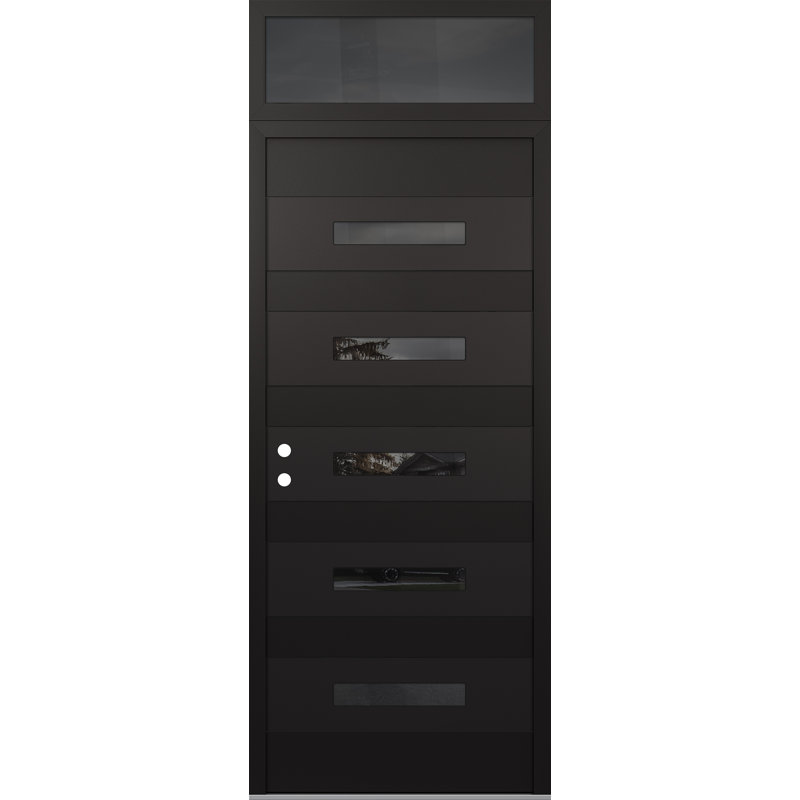 D9 36 po à droite X 96 po Panneau d'entrée en verre noir et noir à panneau avec porte d'entrée en verre pré-suspendu
