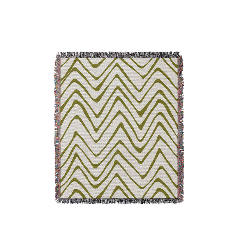 Jeté en coton Zig Zagg, Chartreuse, 60 po x 80 po