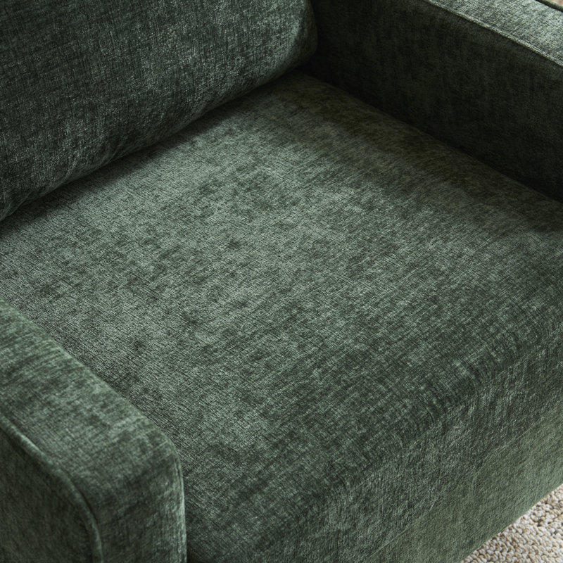 Chenille Living Room Swivel Barrel Accent Chair, Green Chenille