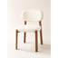 Ensemble 2 pièces de chaises de salle à manger rembourrées modernes avec pieds en bois massif, chaises d'appoint en tissu texturé crème pour la salle à manger et la cuisine-129741534