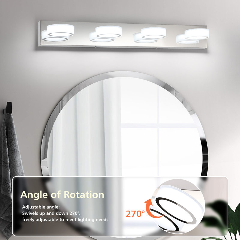 Éclairage pour meuble-lavabo à DEL Macfadden, haute transmittance et intensité variable avec rotation à 270 °, 4
