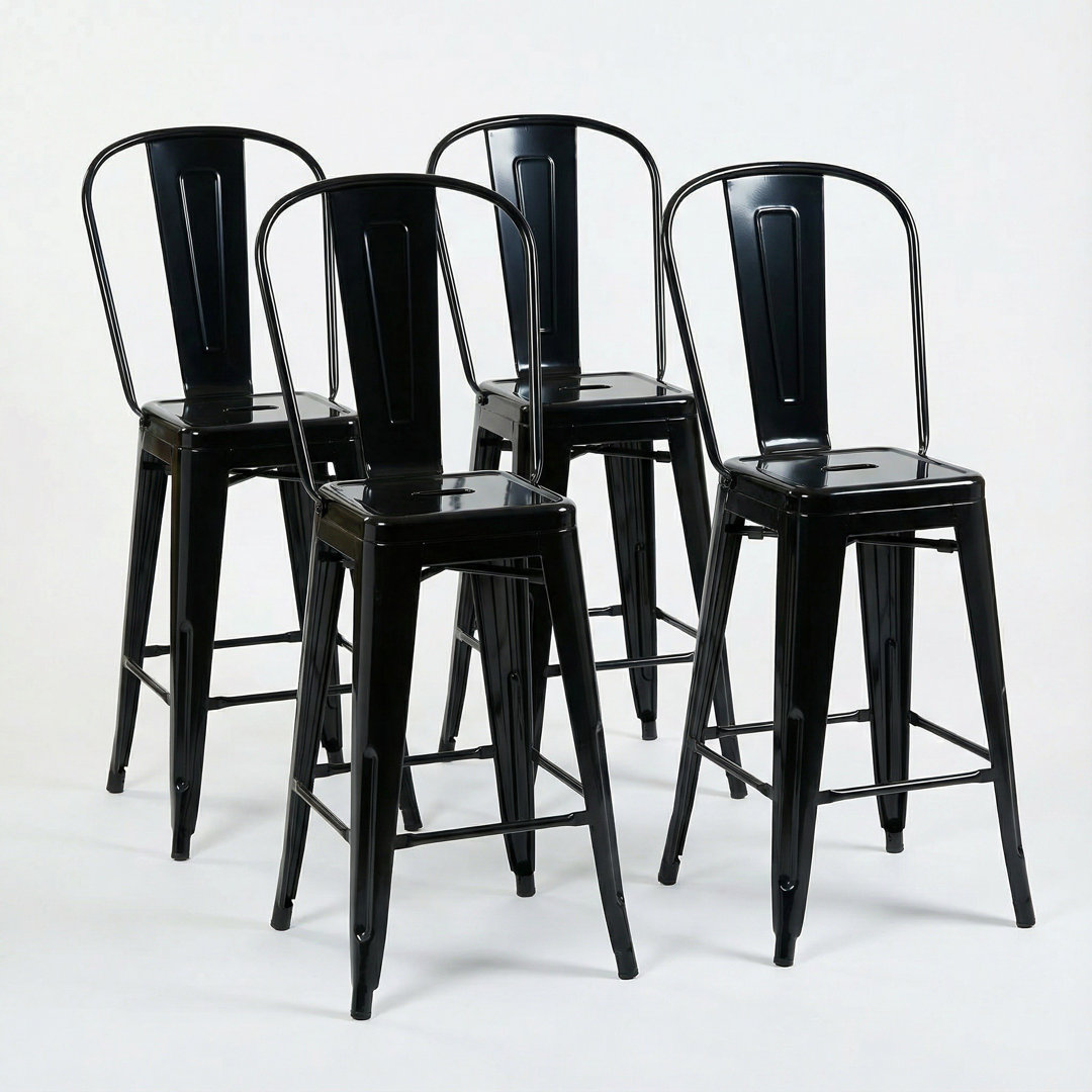 Bistro Pack Of 4 Red Bar Chairs 24 Inch Height Galvanised Steel Bar Stools For Kitchen Home Bar Café Restaurant Indoor Outdoor Use 48 X 44 X 102cm Sea