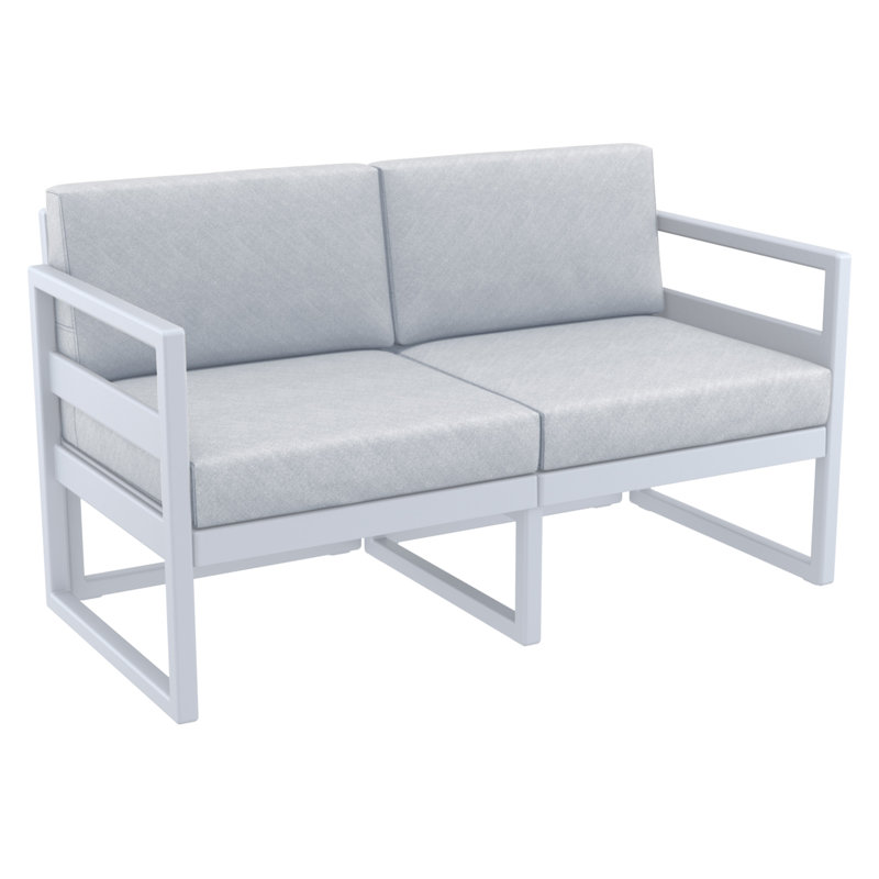 Lane 58'' Wide Straight Loveseat with Cushions, Silver/Gray, Canvas Granite Sunbrella® Canvas