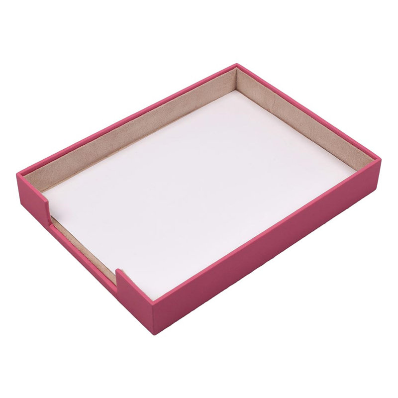 Michieal Leather / Faux Leather Desk Organiser Set, Pink