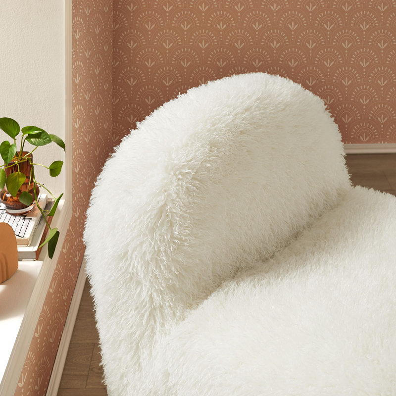 Mina Faux Fur Accent Chair In White, White