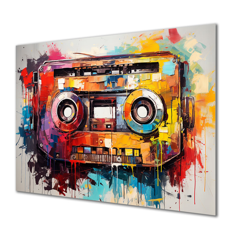Jazz Age Groove Cassette Tape - Cassette Tapes Metal Wall Art MT132370, H 30 po x l 40 po x P 1,5 po