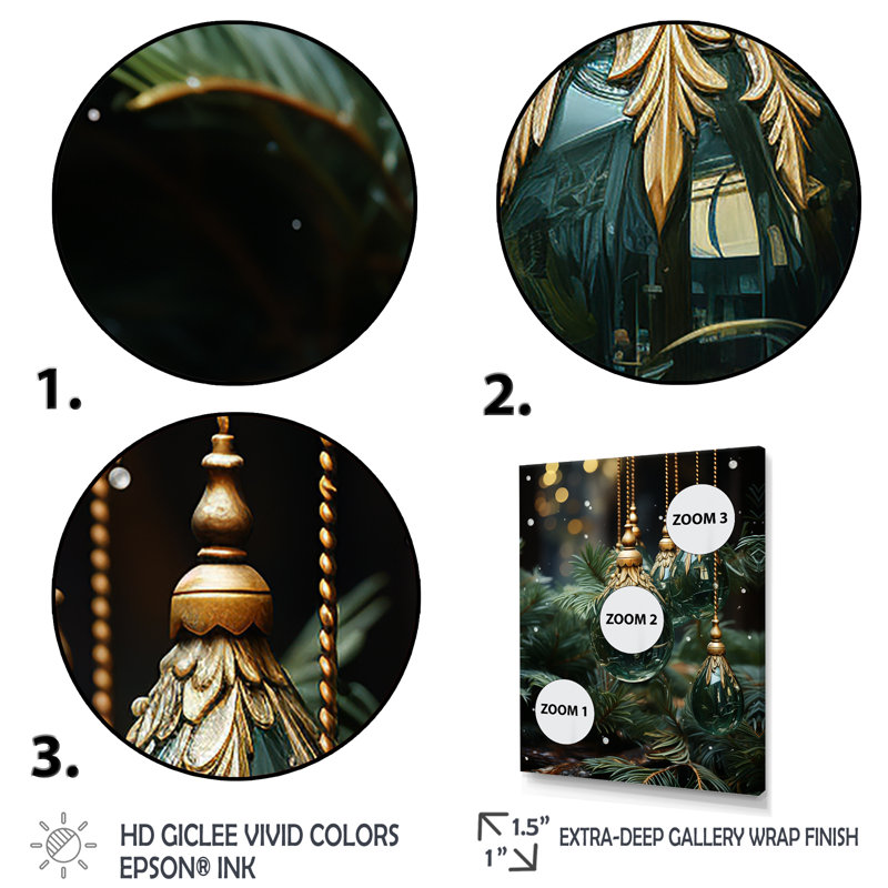 Décoration de Noël verte, pin, arbre III - Art mural pin, Cadre photo argenté, H 32 po x l 16 po x P 1 po