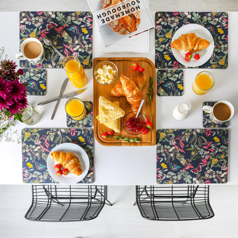 Wood Floral Rectangle Placemat