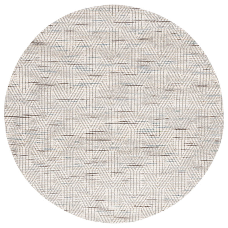 Garrey Hand Loomed Performance Geometric Rug, Round 6'