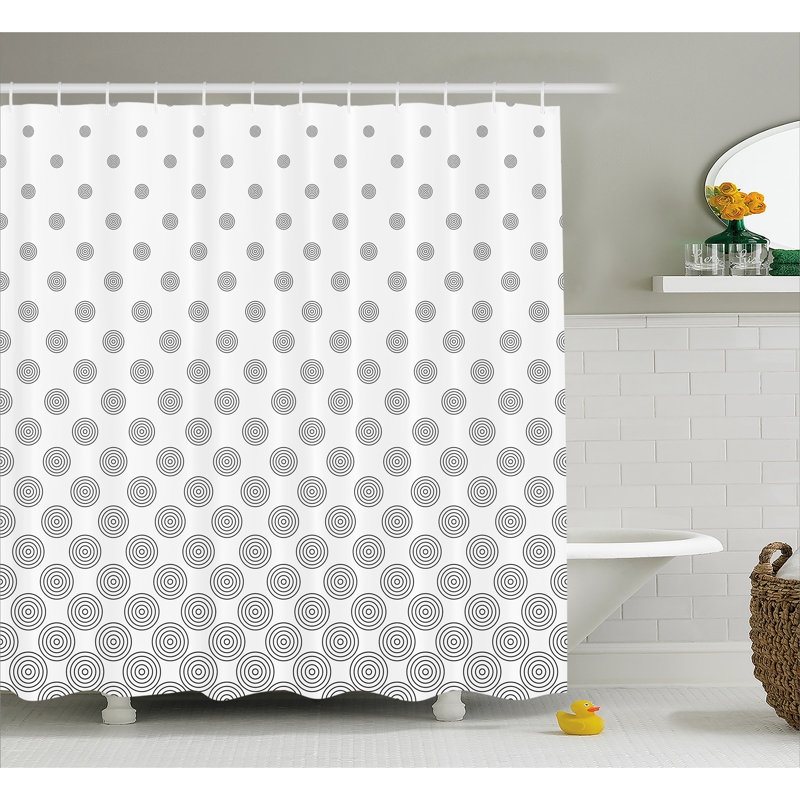 Rideau de douche à simple concentrique décoration circle, H 69 po x l 84 po