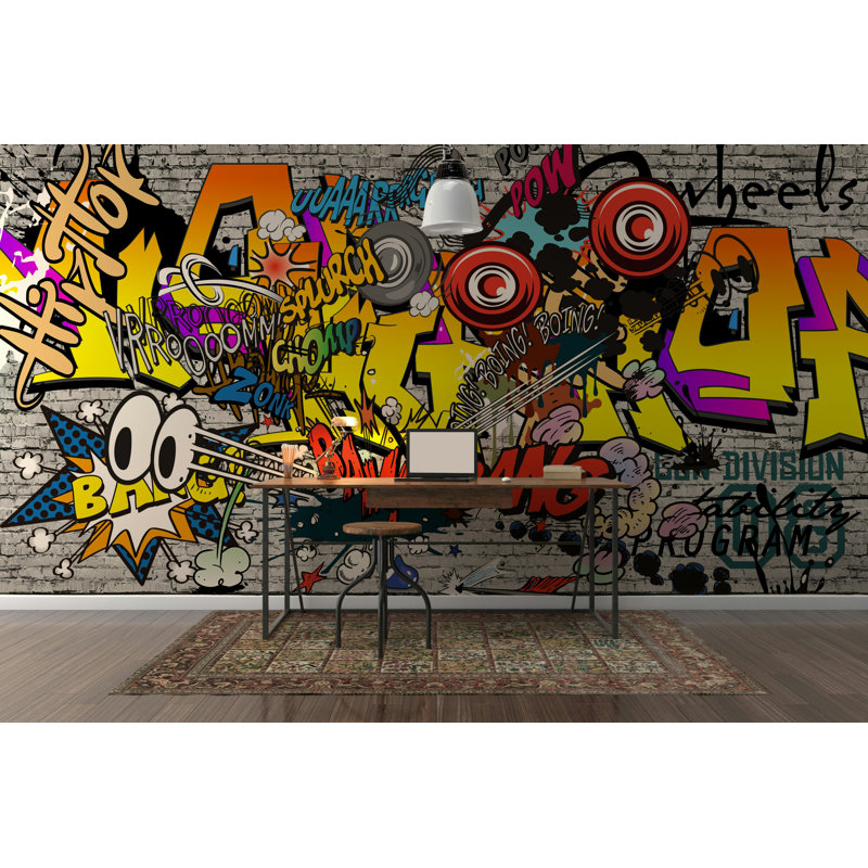 Papier peint brique Graffiti Comic Street Art, L 49,92 po x l 75 po