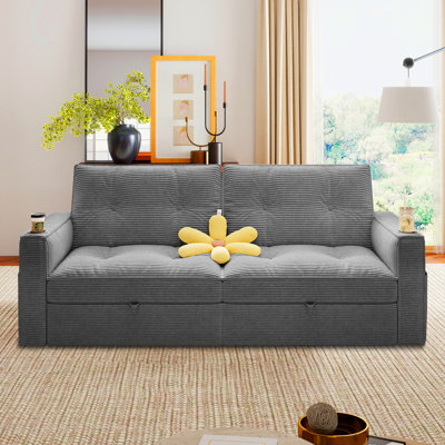 2-In-1 Convertible Sofa Bed This Versatile Sofa Bed Features Corduroy Fabric And Is Ideal For Living Rooms, Bedrooms, Apartments, And Compact Spaces.