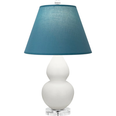 Matte Small Double Gourd Accent Lamp - Matte Ash, Lucite - Ink Black with Rose Red Lining Shade