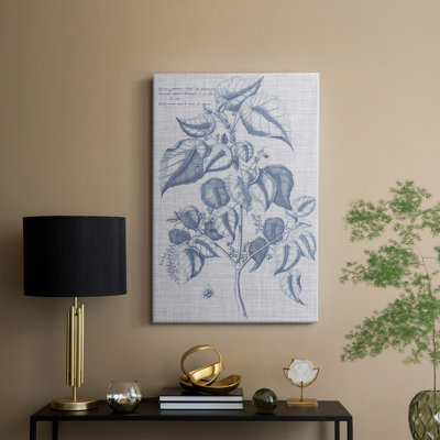 Navy & Linen Botanical VI -Gallery Wrapped Cavas