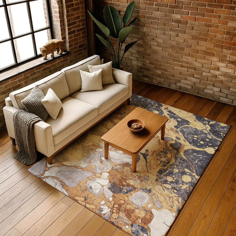 Premium Machine Washable Mayfield AMF1909 Abstract Rug, Rectangle 8' x 10'