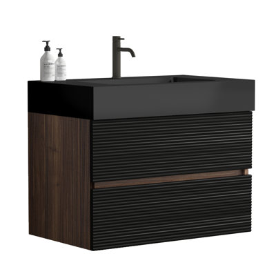 Meuble-lavabo mural haute performance de style moderne Mid-Century pour une expérience ultime dans la salle de bain