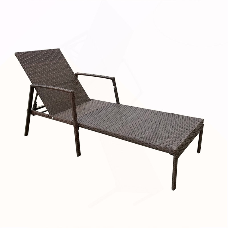 Chaise longue d'extérieur en rotin et osier, Beige/Brown