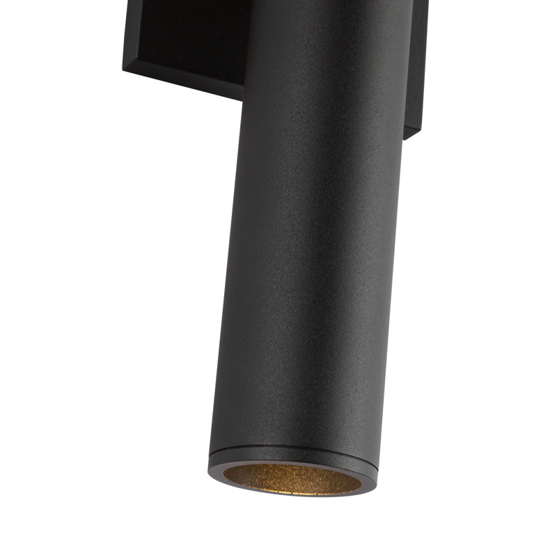 Lorna Glass 2 - Light LED Flush Mounted Sconce, 16" H x 4.63" W x 3" D, Black, 24 W