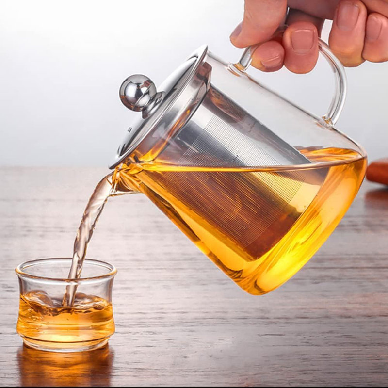 Théière de cuisine avec infuseur pour théière en verre à thé en vrac 12 oz liq. (350 ml) Bouilloire en verre Borosilicate