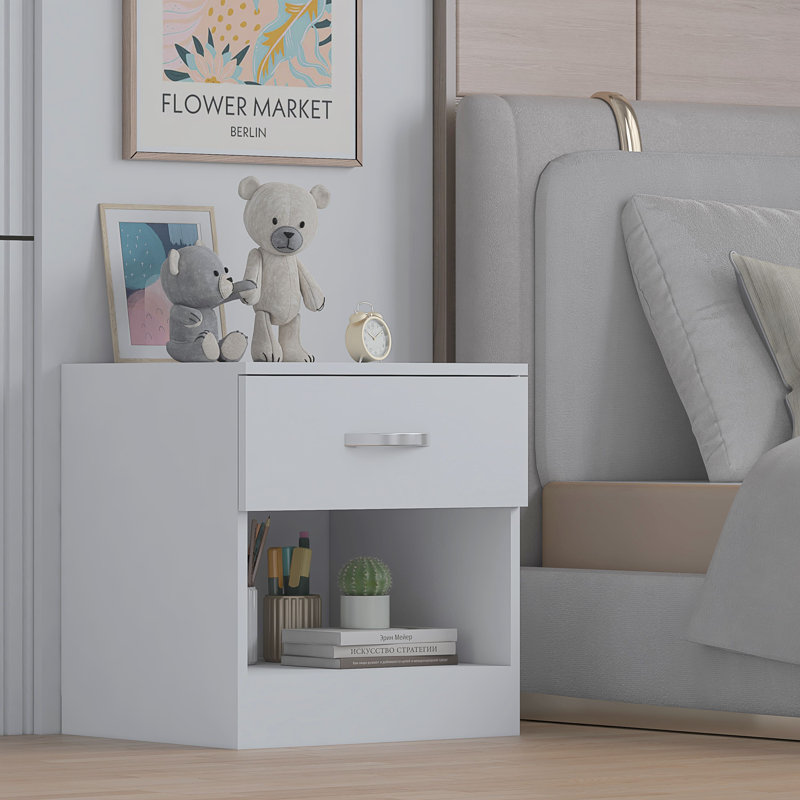 Marlesha 45cm W Bedside Table, White