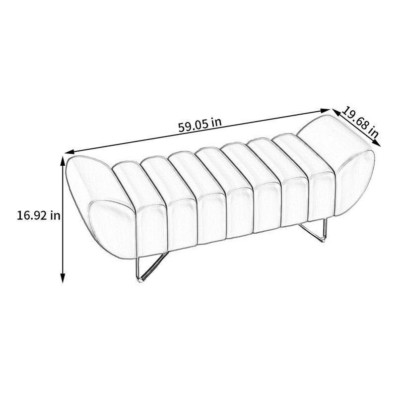 Banc rembourré en cuir Tatelynn, Bleu clair