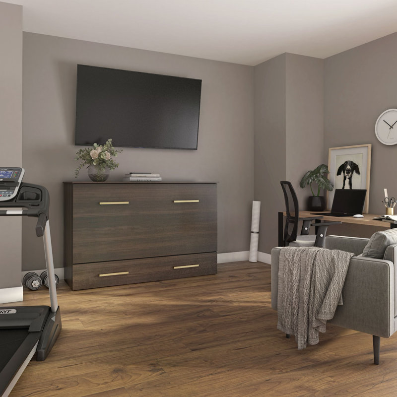 Lit cabinet TRIADE – design escamotable gain de place avec lit queen pliable – choix de finis, Noyer
