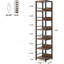 Étagère d'angle à 6 niveaux, bibliothèque étroite, support de rangement, présentoir à tablettes, bibliothèque ouverte rustique