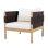 Fauteuil club d'extérieur en bois d'acacia avec tissage de corde de diamant et coussins