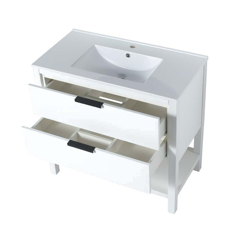 Ensemble de meuble-lavabo simple 35,92 po avec plateau en résine Gabay, Blanc, Noir