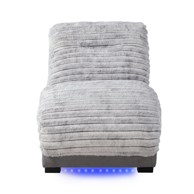 Chaise longue rembourrée avec port USB, Tissu nickel