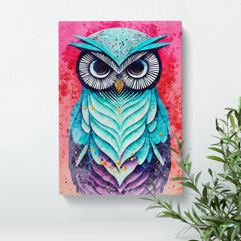Owl In Watercolour No.1 - Wrapped Canvas Print, 50cm H x 35cm W x 3cm D