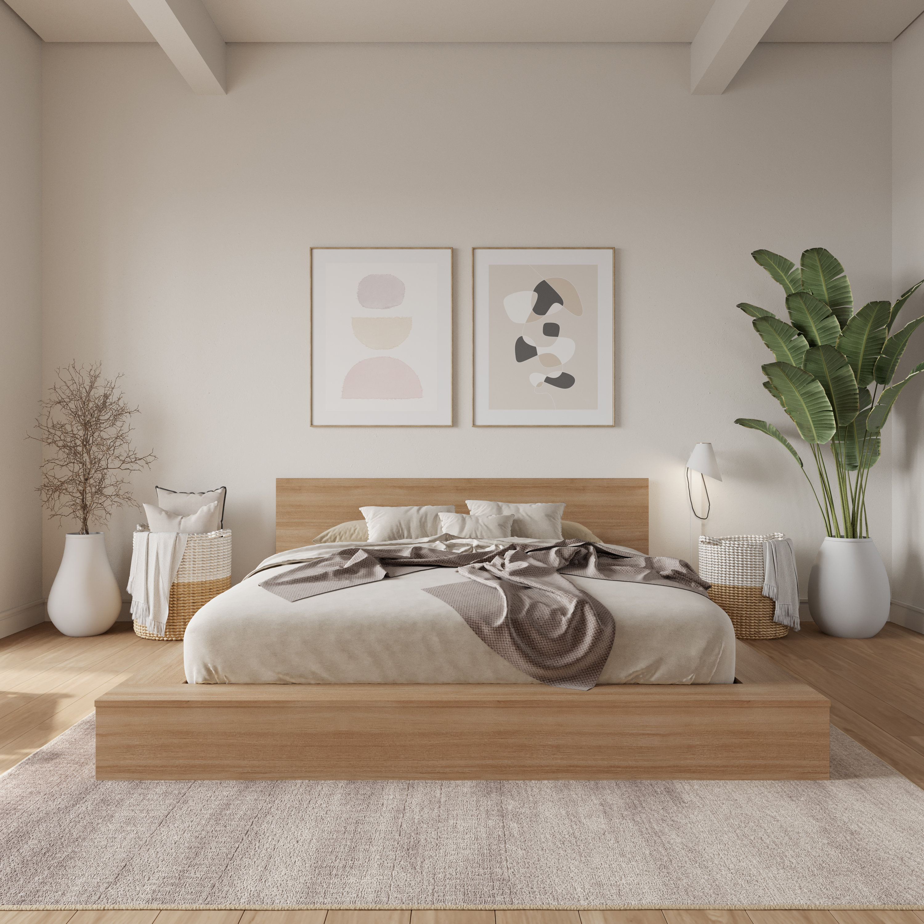 Makoa Low Platform Bed Set, Queen
