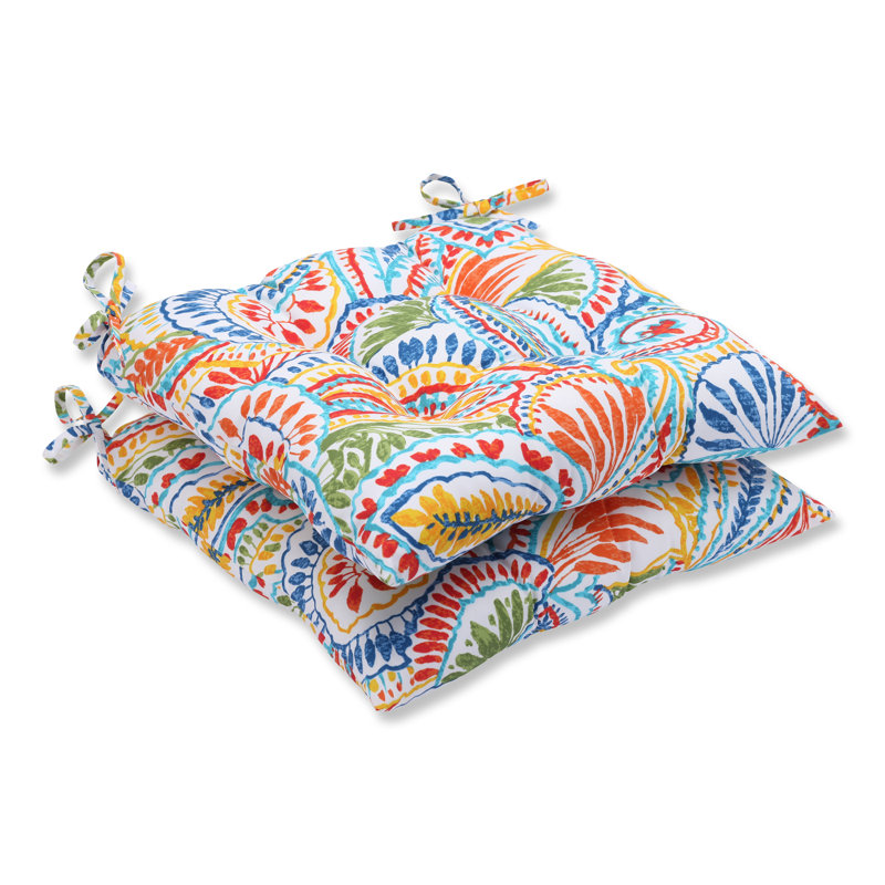 Ummi Multi-Color Polyester Tufted Chair Cushions Set of 2