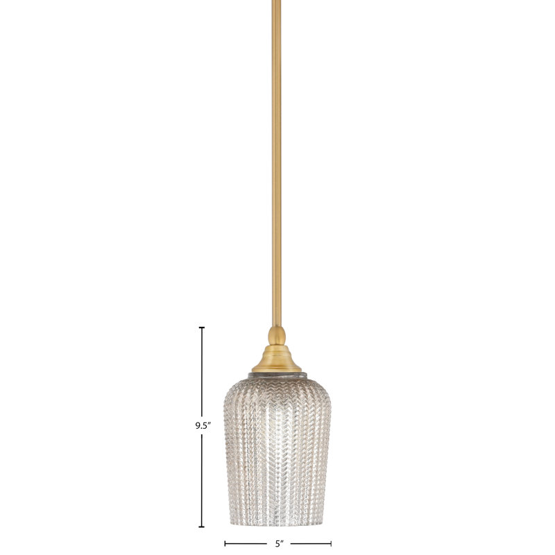 Mini-luminaire suspendu suspendu au fini nouvel âge avec verre texturé de 5 po, Argent argent