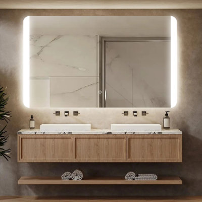 Frameless Bathroom Vanity Mirror Backlit LED Lighted, 3 Colors Temperature Dimmable Light, Tempered Glass  Wall Mirror With UL Rohs ETL & 3-Year Warranty