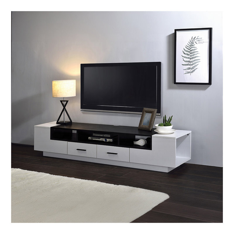 Meuble télé 2 tiroirs blanc et noir