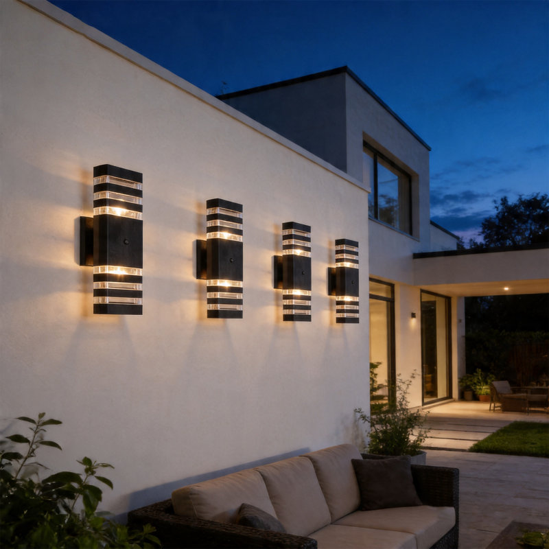 Aluminum Outdoor Wall Light with Dusk To Dawn, 4 Lights