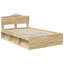  Bed Frame With Headboard Brown Oak 75 X 190 Cm Solid Pine Wood-30189509-30189516