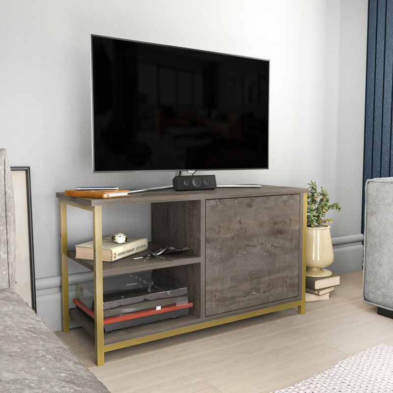 Muskegon Tv Stand TV Stand for TVs up to 40", Gold/Dark Gray