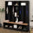Wide Design Hall Tree With Storage Bench,Shoe Cabinet With Cube Storage & Shelves, Multifunctional Coat Rack With 8 Hooks-1242406950