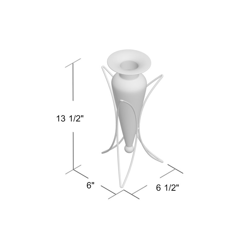 Alwie Glass Table Vase on Half Moon Metal Stand, Clear